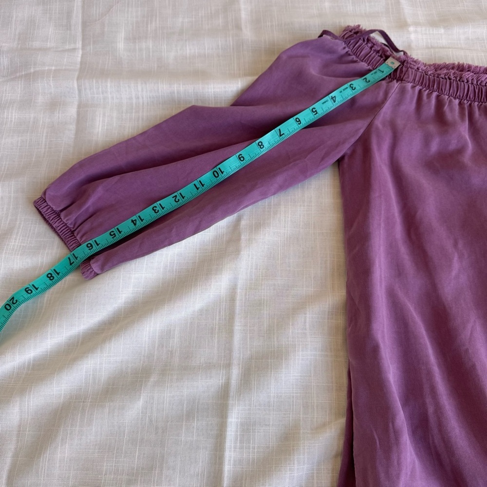 SIDE STITCH Los Angeles 100% Tencel Burgundy Off Shoulder Distressed‎ Boho Top - Picture 9 of 9